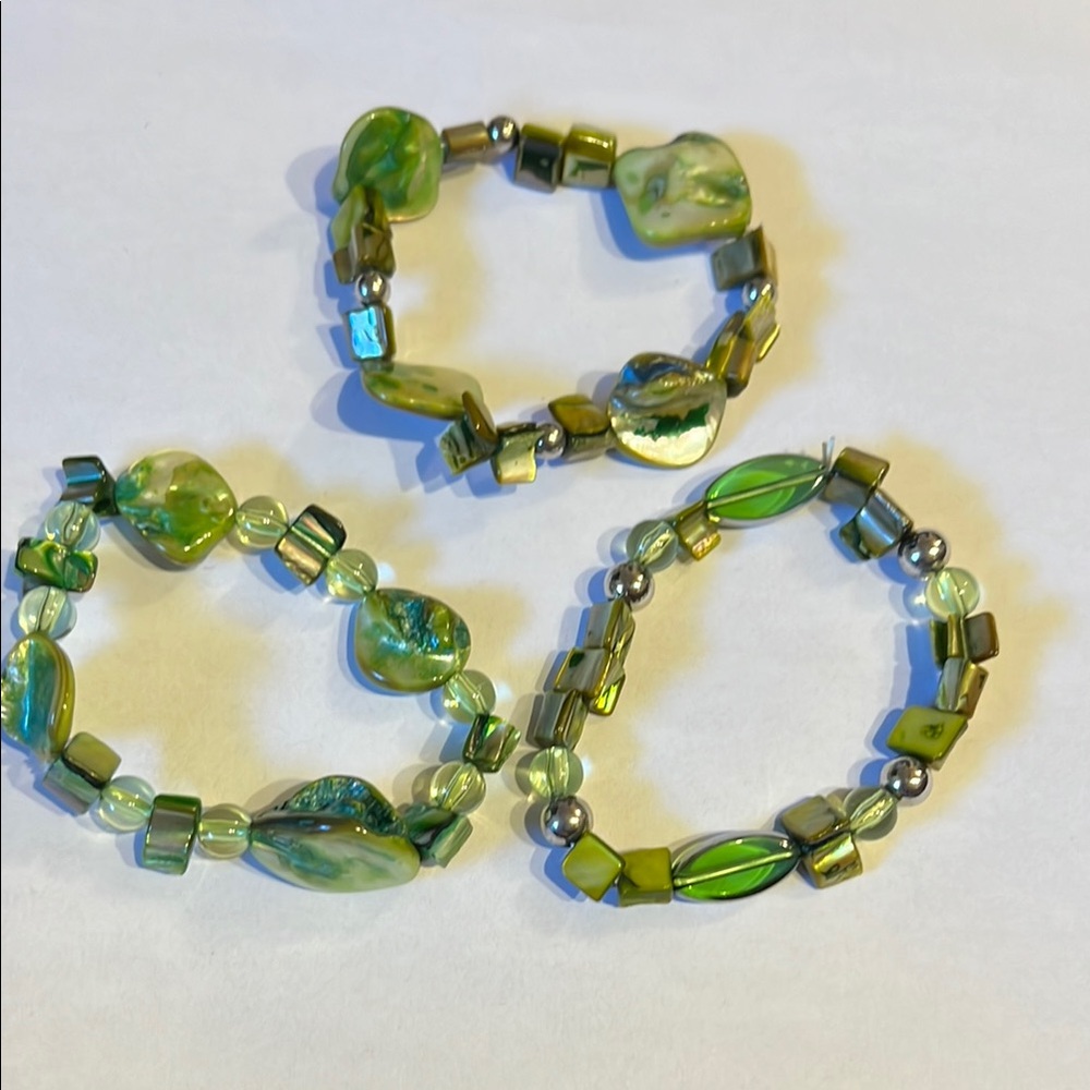 Green Beaded Bracelet Set